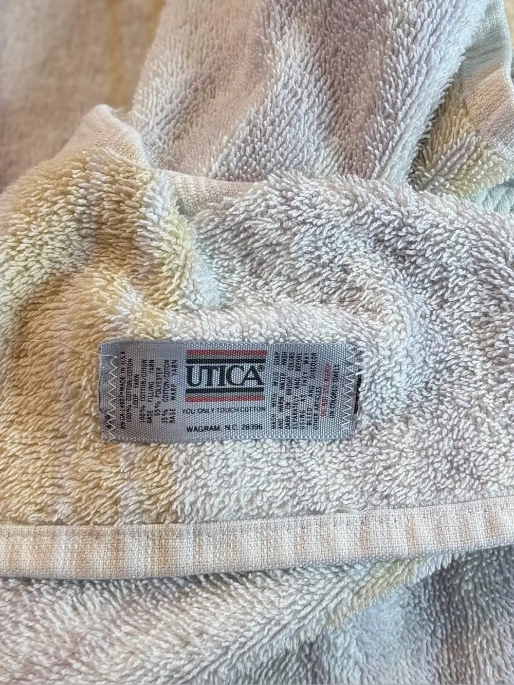 Vintage Utica MCM 3 Piece Striped Bath Towel Set
